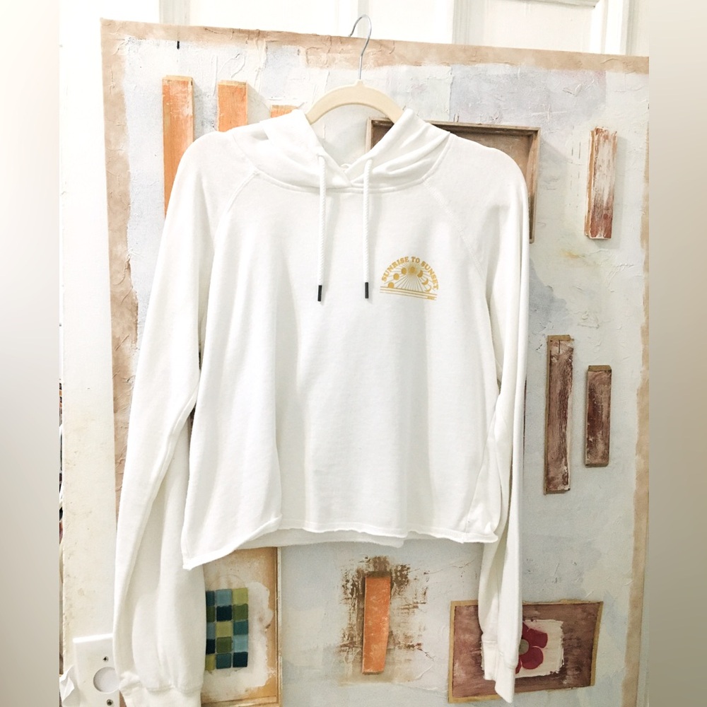 #099 ROXY White Soft Cropped Hoodie Top